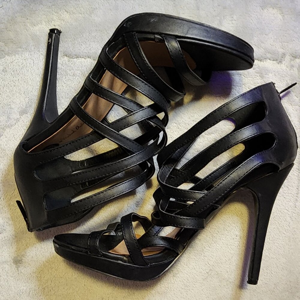 Michael Antonio ๐ Sexy Black Stilleto Heels 8.5 W - Picture 3 of 13